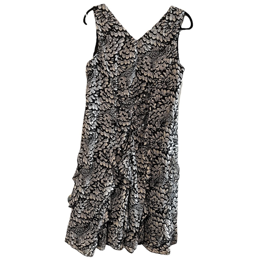 Pyramid Collection Women's L Sleeveless Flowy Dress Drop Waist V Neck Ruffle - Picture 10 of 14
